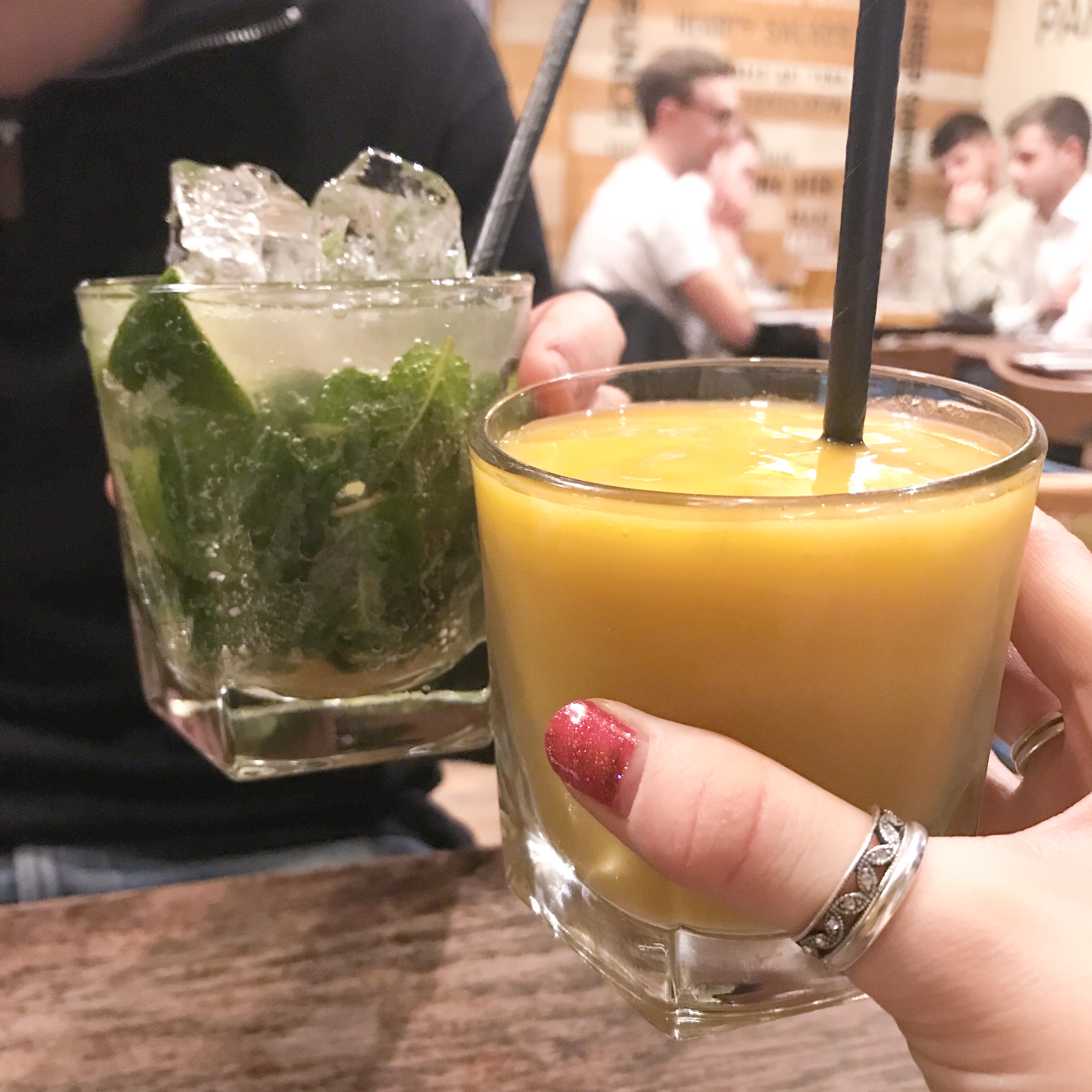 Cocktails at Kua Aina; a mojito and a mango daiquiri 